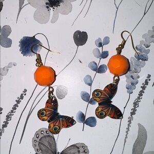 Orange Butterfly Earrings
